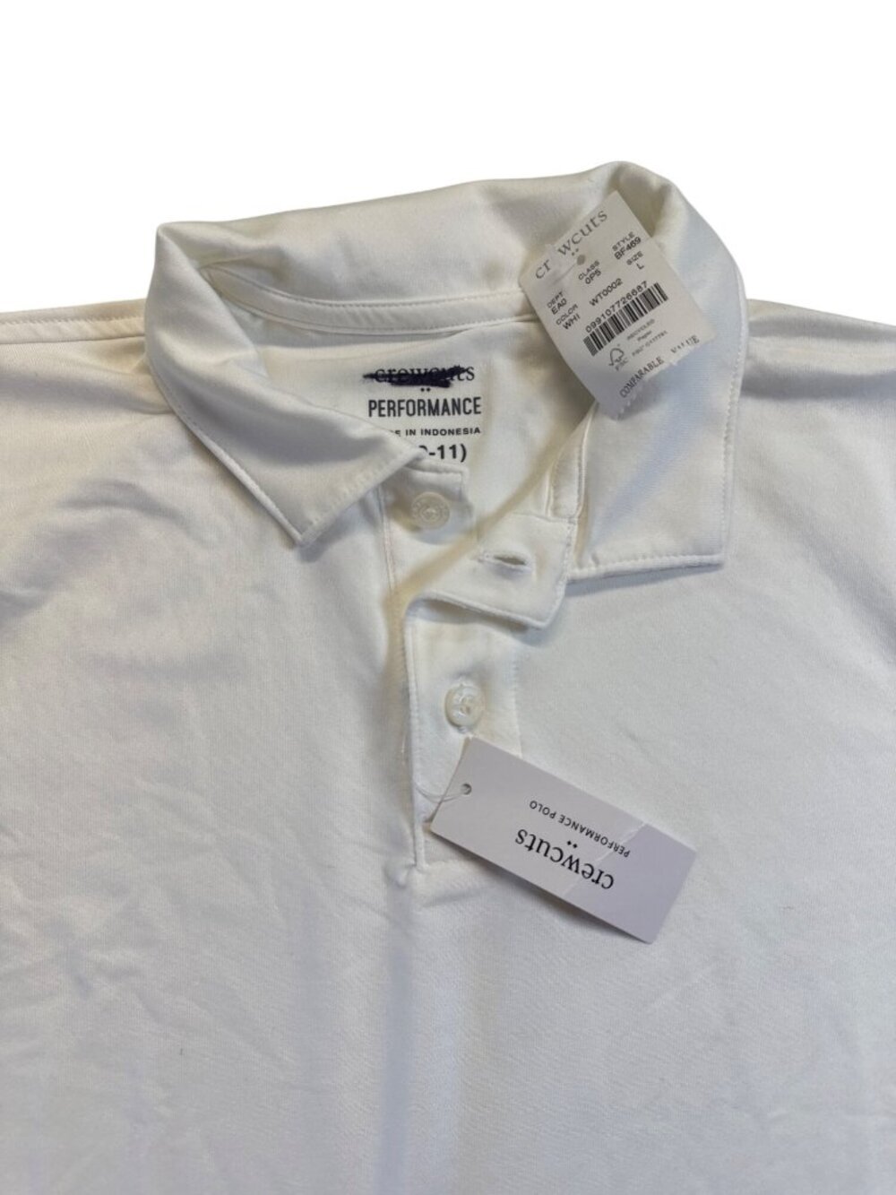 J Crew CREWCUTS Performance Jersey Polo Shirt~Size L (10-11)~White NWD L15 41 - Picture 3 of 8